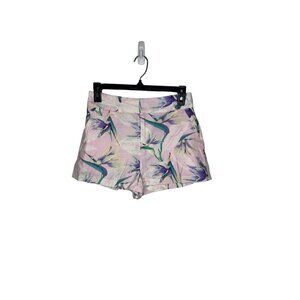 Forever 21 Linen Blend Floral Shorts Pink XS